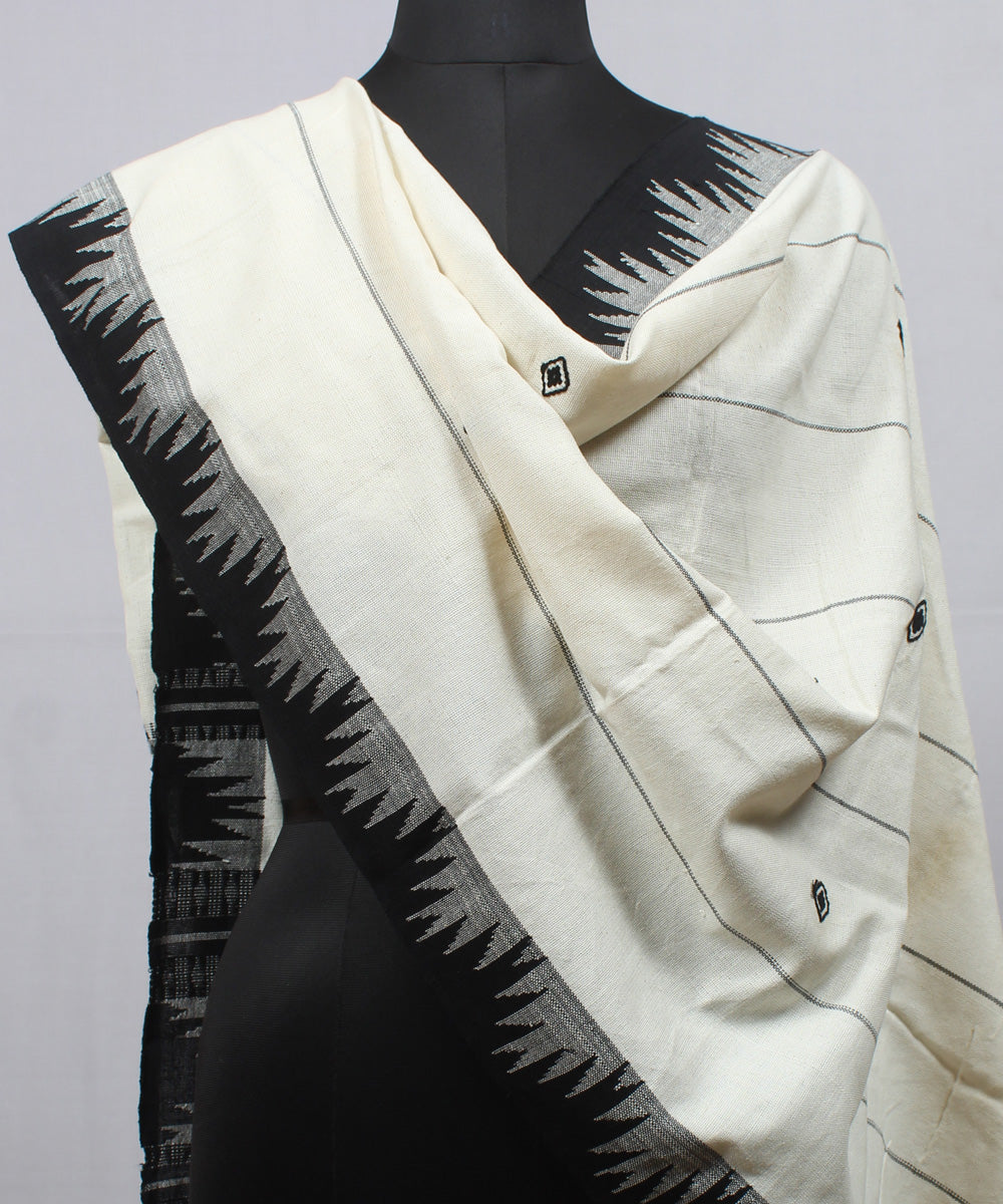 White black handwoven cotton kotpad dupatta