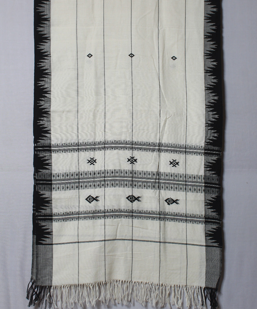 White black handwoven cotton kotpad dupatta
