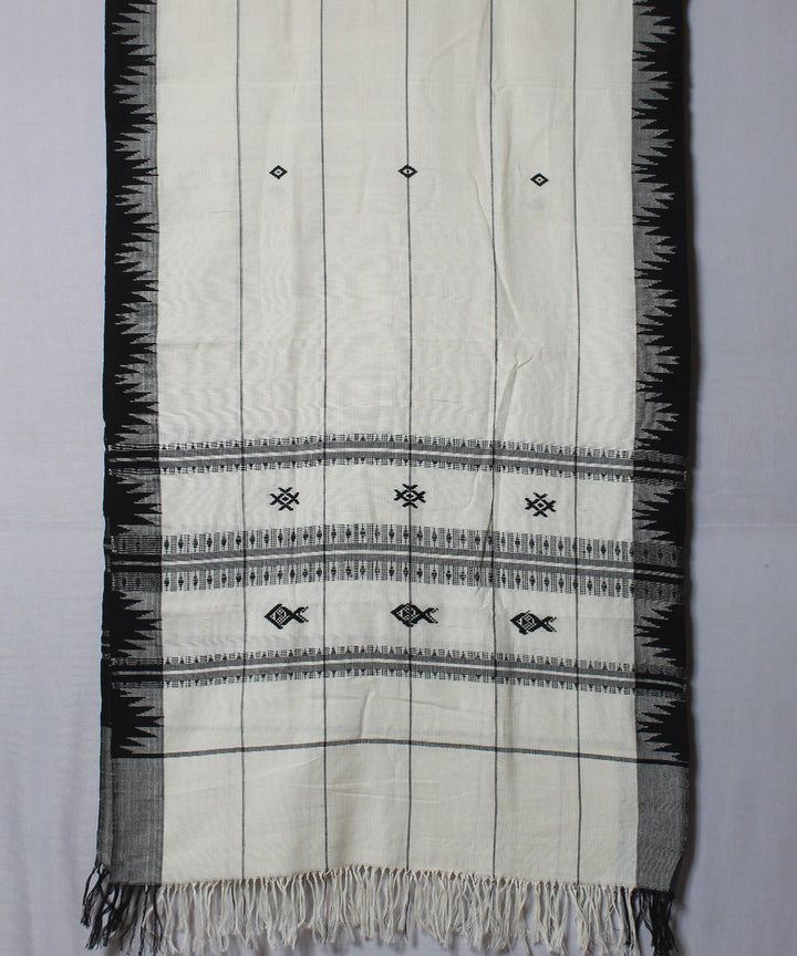 White black handwoven cotton kotpad dupatta