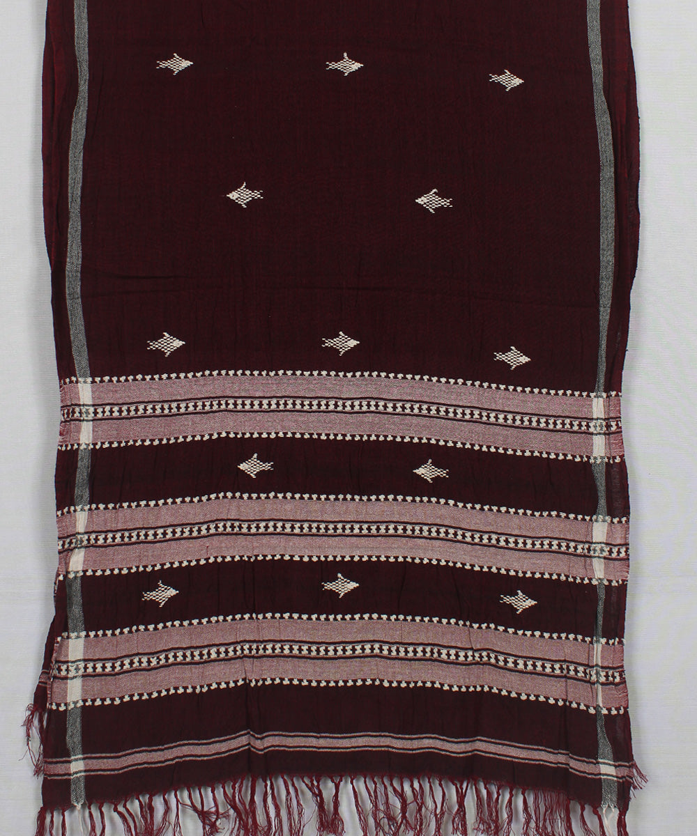 Maroon cotton handwoven kotpad dupatta