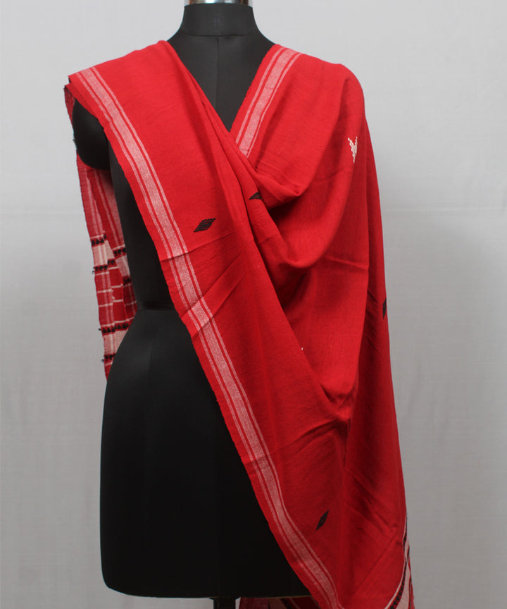 Red handwoven cotton kotpad dupatta
