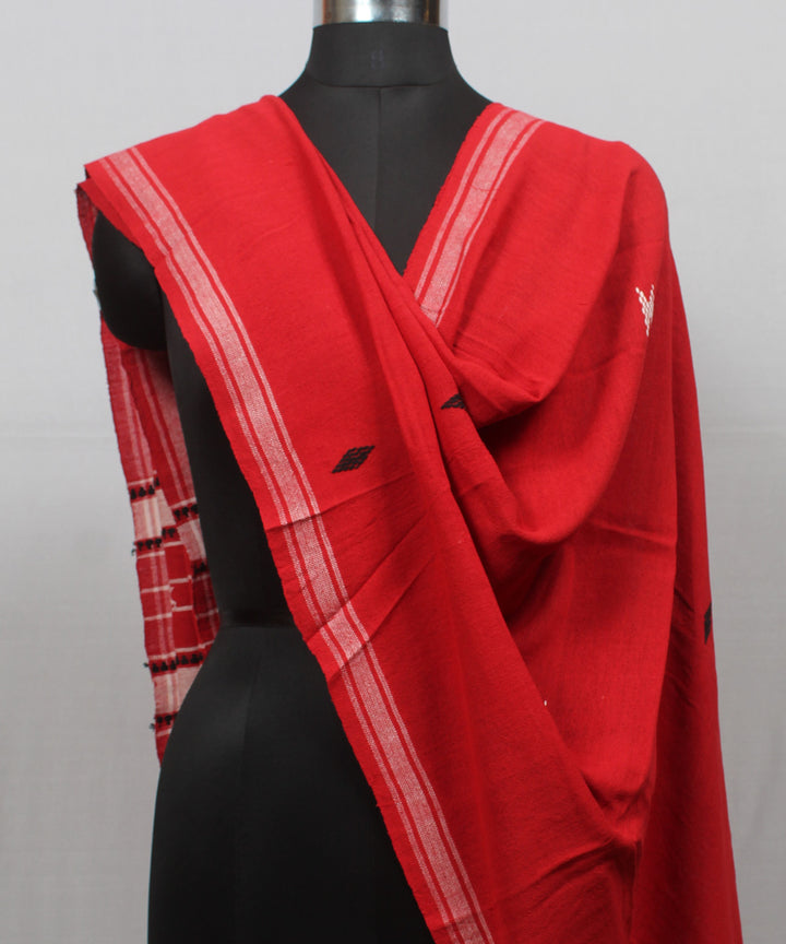 Red handwoven cotton kotpad dupatta