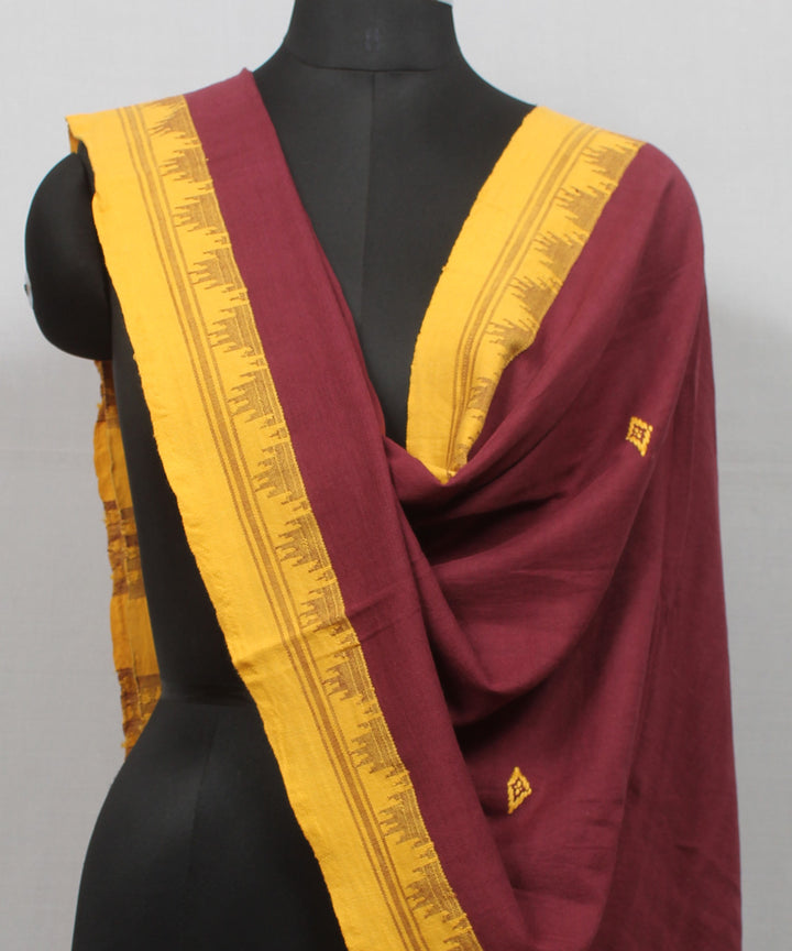Purple yellow handwoven cotton kotpad dupatta