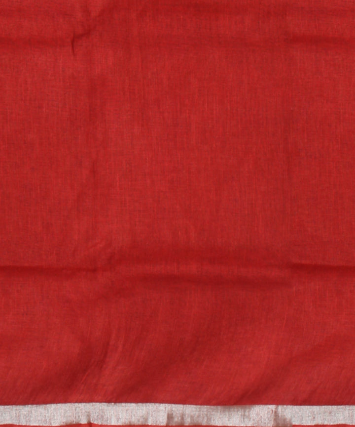 Yellow multicolor linen hand printed  saree