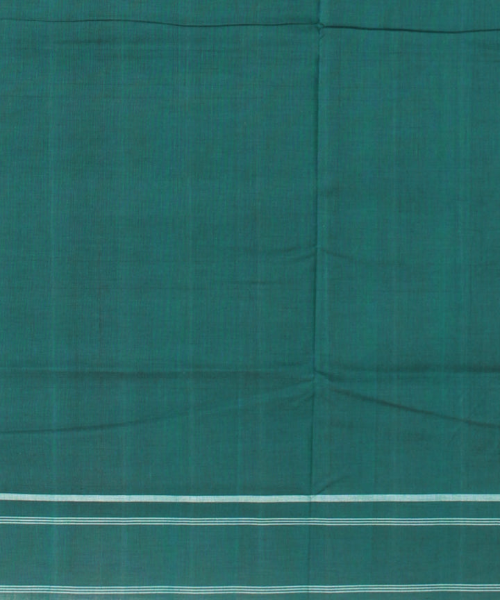 Dark green white teliarumal cotton handwoven pochampally ikat saree