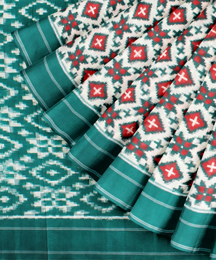 Multicolor green teliarumal cotton handwoven pochampally ikat saree