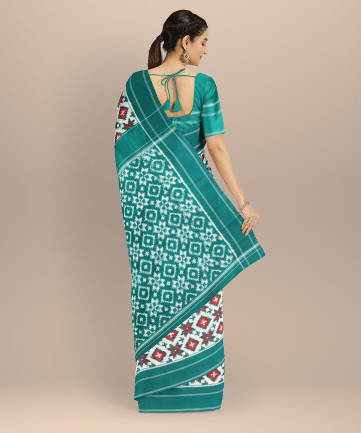 Multicolor green teliarumal cotton handwoven pochampally ikat saree