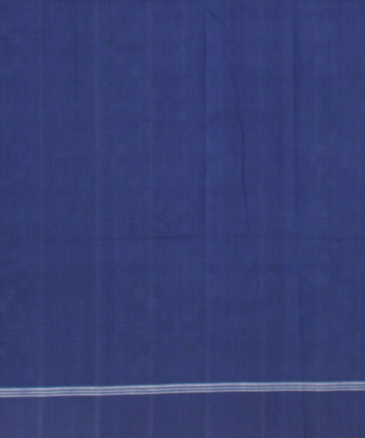 Navy blue white teliarumal handwoven cotton pochampally ikat saree