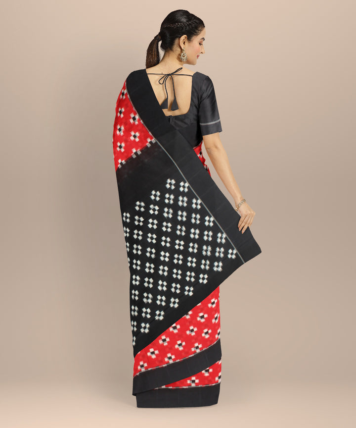 Red black teliarumal handloom cotton pochampally ikat saree