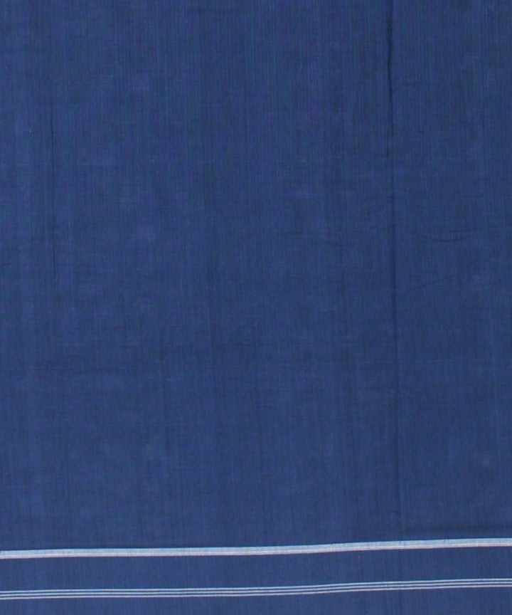 Navy blue white teliarumal cotton handwoven pochampally ikat saree