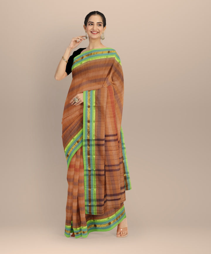 Brown muticolor handwoven narayanapet saree