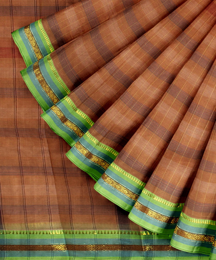 Brown muticolor handwoven narayanapet saree