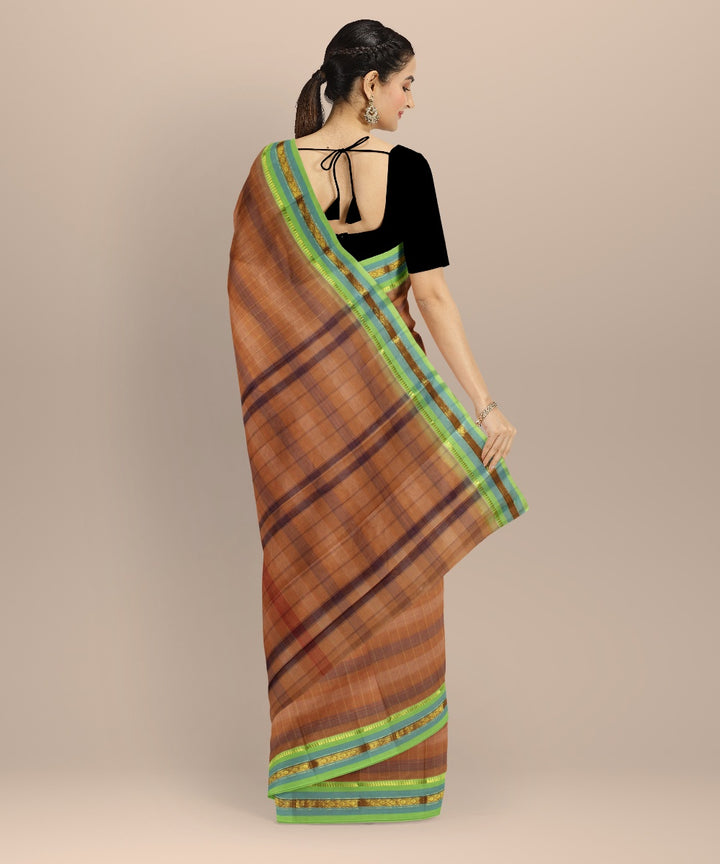 Brown muticolor handwoven narayanapet saree