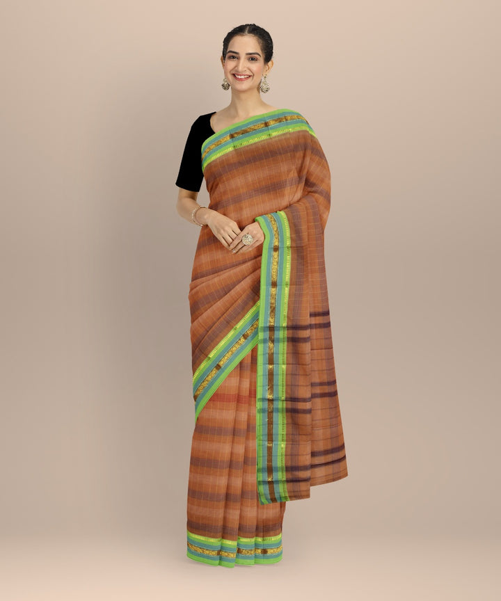 Brown muticolor handwoven narayanapet saree