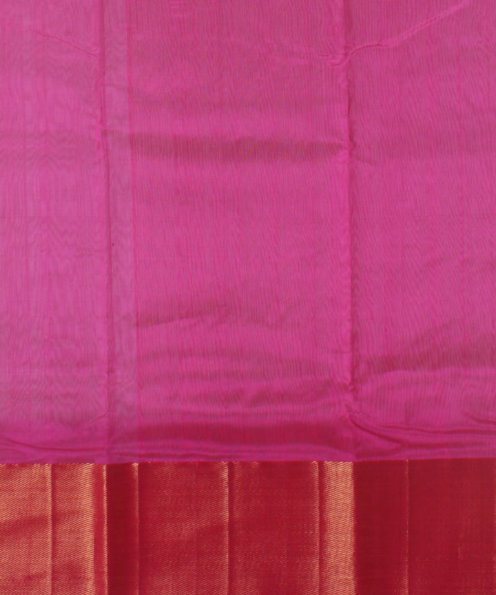Pink gold jari chanderi cotton silk handwoven saree