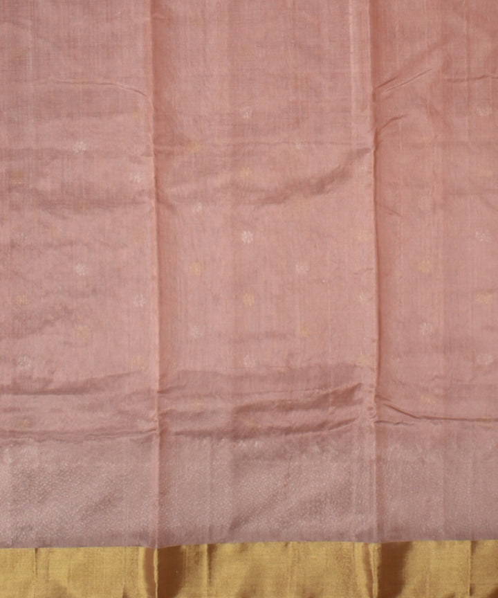 Pink golden jari chanderi cotton silk handwoven saree
