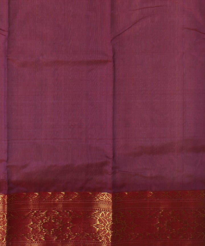 Purple red golden jari chanderi cotton silk handwoven saree