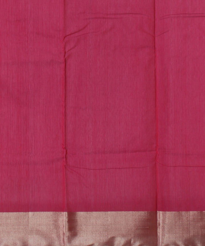 Pink silver jari buti cotton silk chanderi handwoven saree