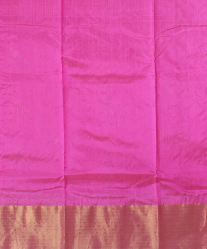 Pink silver jari buti handwoven chanderi cotton silk saree