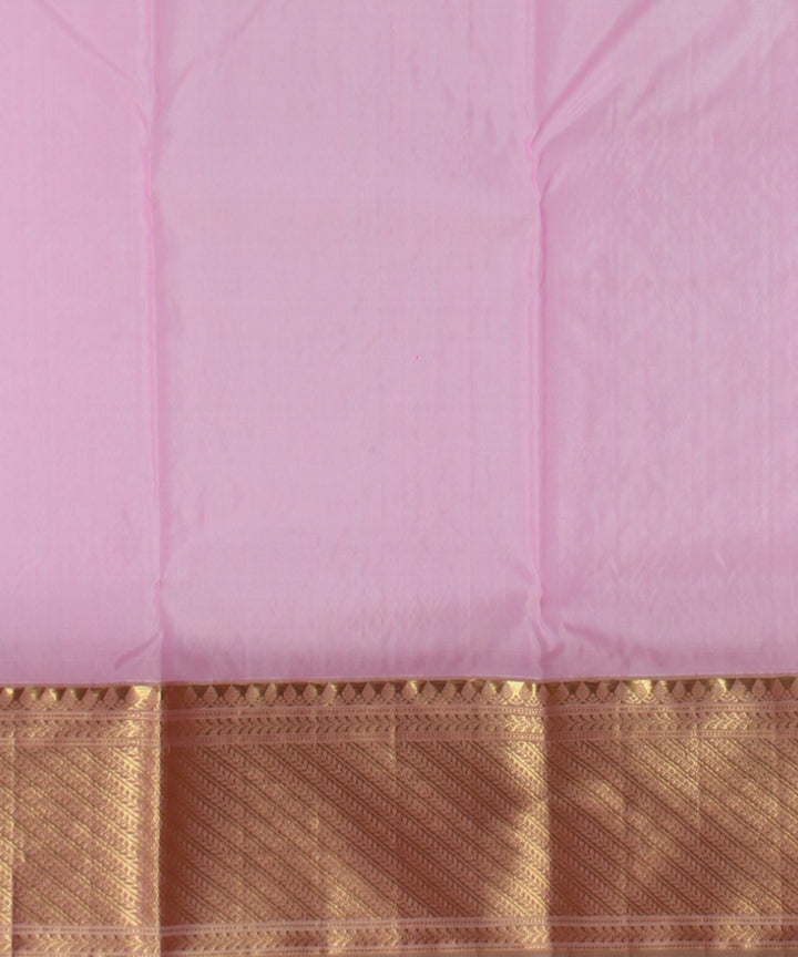 Pink golden jari buti chanderi cotton silk handwoven saree