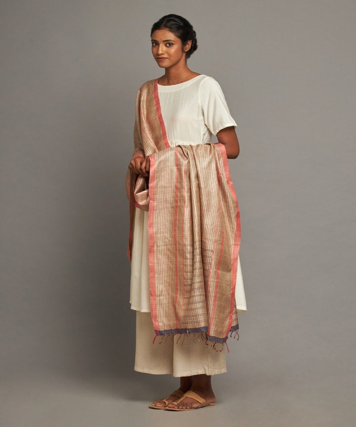 Natural kosa dupattatussar silk handwoven kosa dupatta