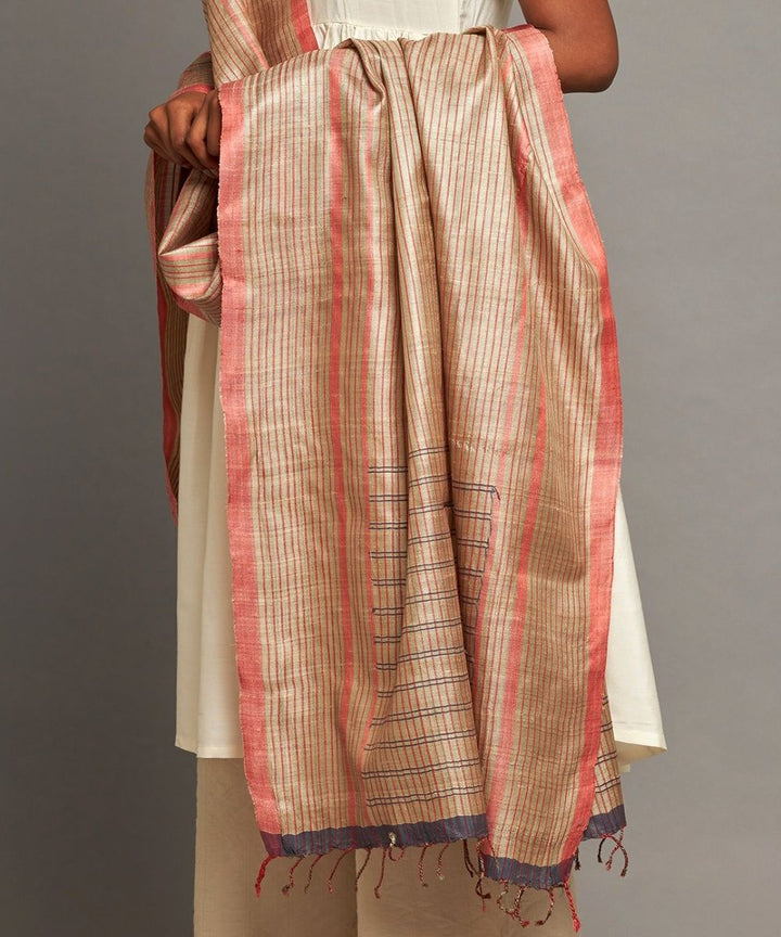 Natural kosa dupattatussar silk handwoven kosa dupatta