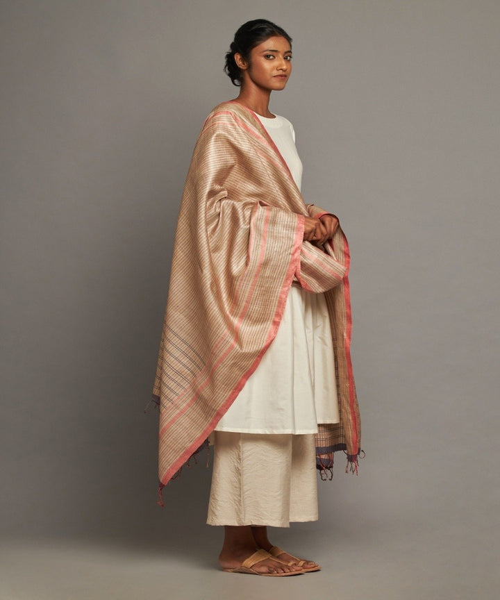 Natural kosa dupattatussar silk handwoven kosa dupatta