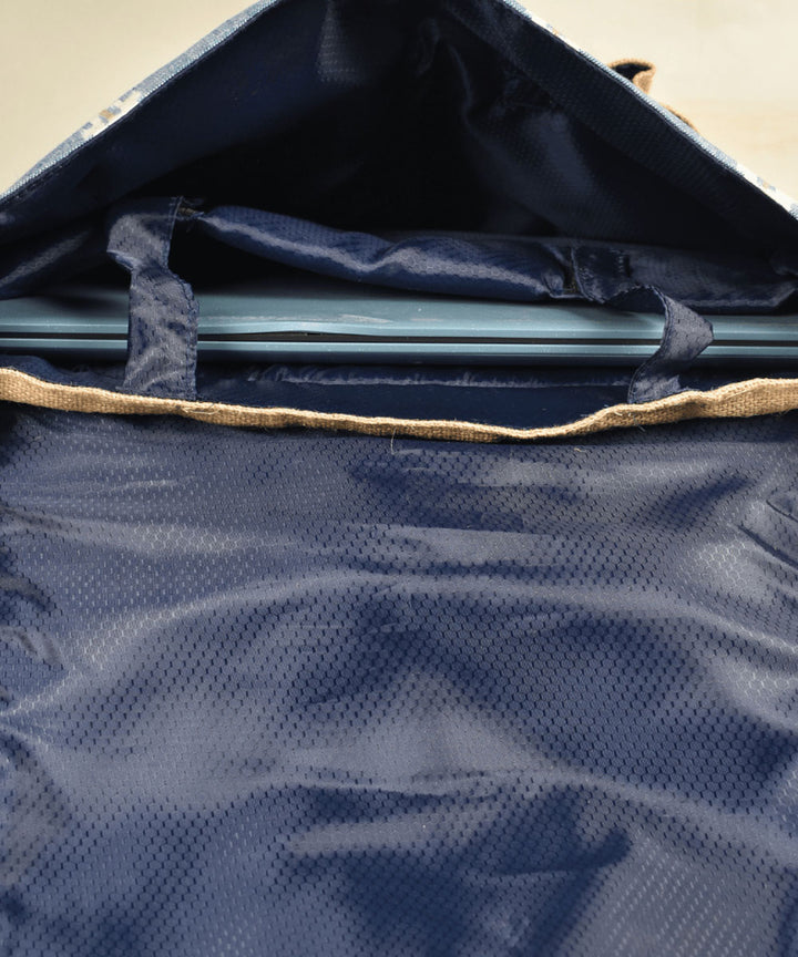 Grey white handloom cotton pochampally ikat bag