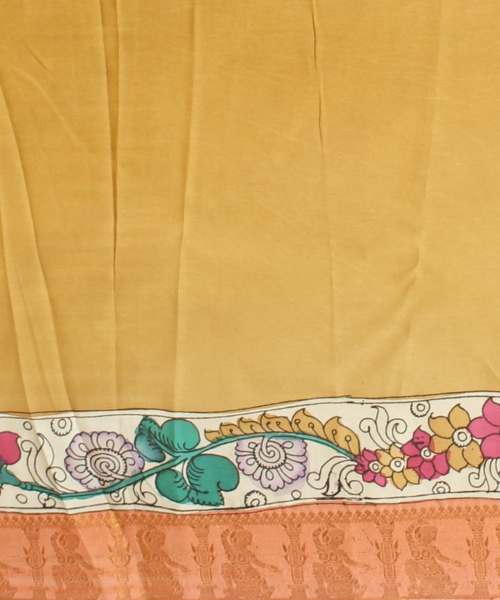 Peach multicolors silk hand painted kalamkari saree