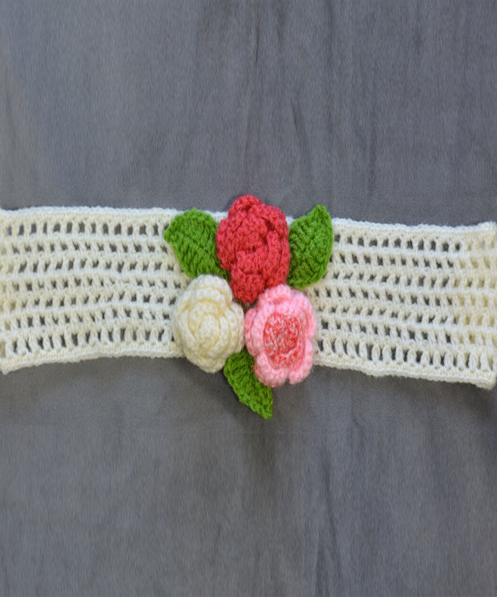 Multicolor hand knitted curtain wool belt set of 2