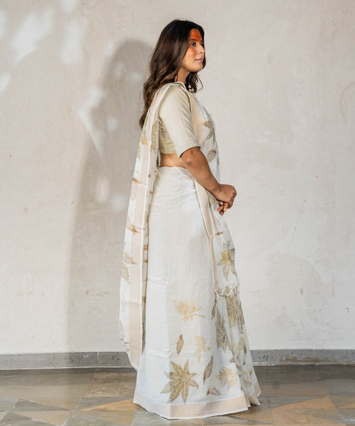 Ivory bio print hand dyed with harde cottonsaree