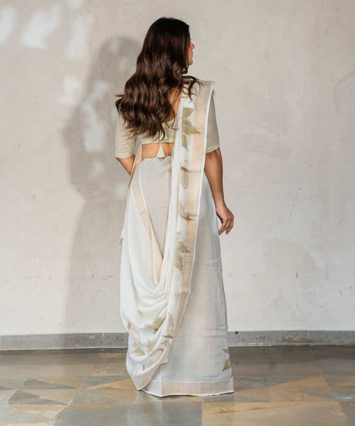 Ivory bio print hand dyed with harde cottonsaree