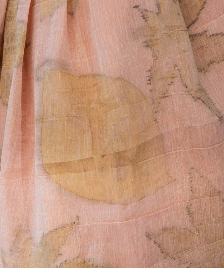 Light flamingo pink hand dyed manjeestha roots bio print cotton saree