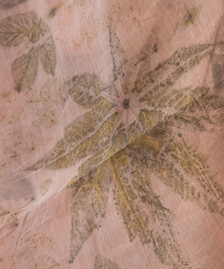 Light flamingo pink cotton hand dyed manjeestha roots bio print saree