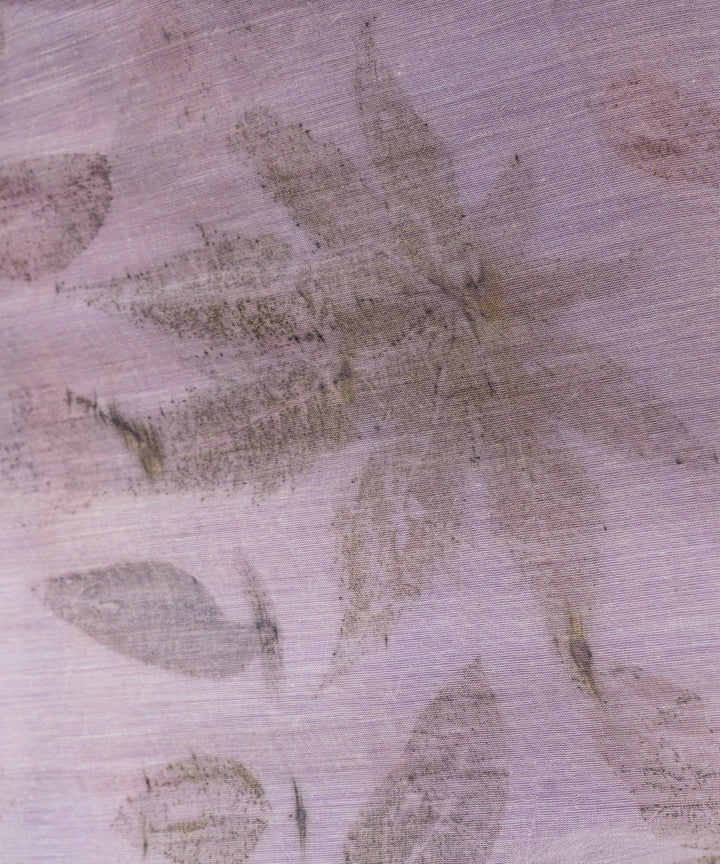 Soft lilac hand dyed with jamun extract bio print cotton saree