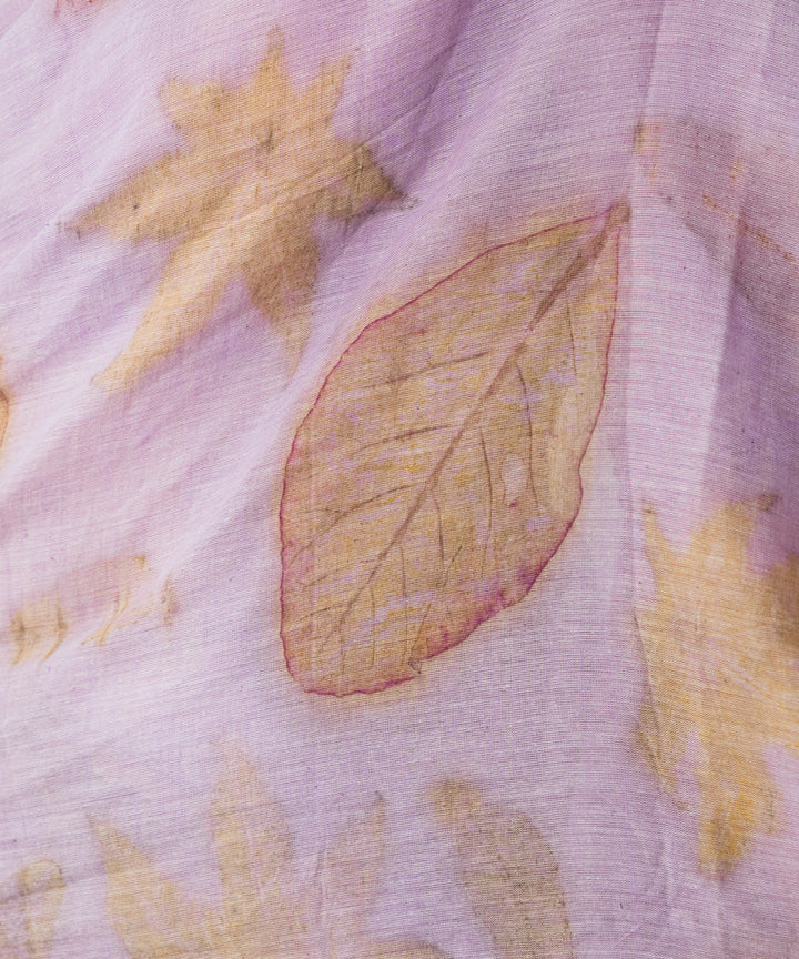 Soft lilac cotton hand dyed with jamun extract bio print saree