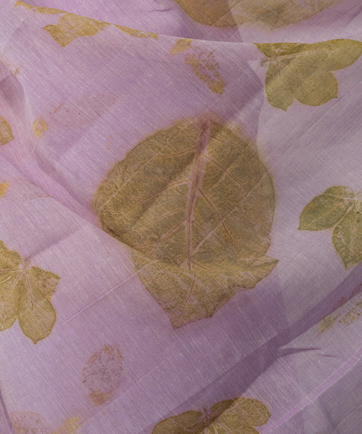 Soft lilac hand dyed jamun extract cotton bio print saree