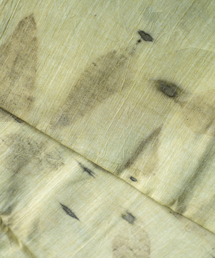 Green hand dyed-with spinach extract cotton bio print saree