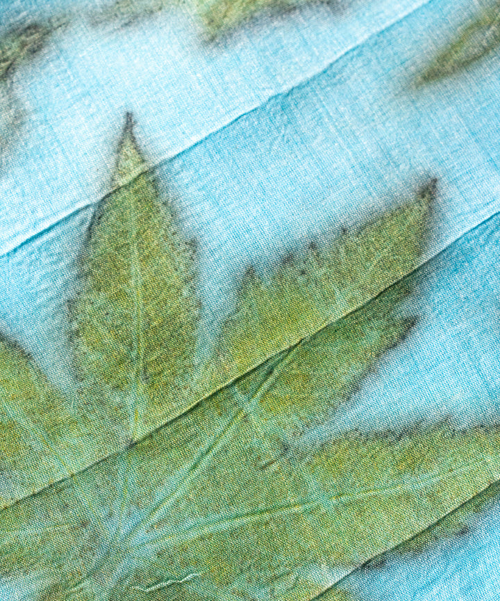 Soft indigo blue dyed liquid extracts of indigo cotton printed saree