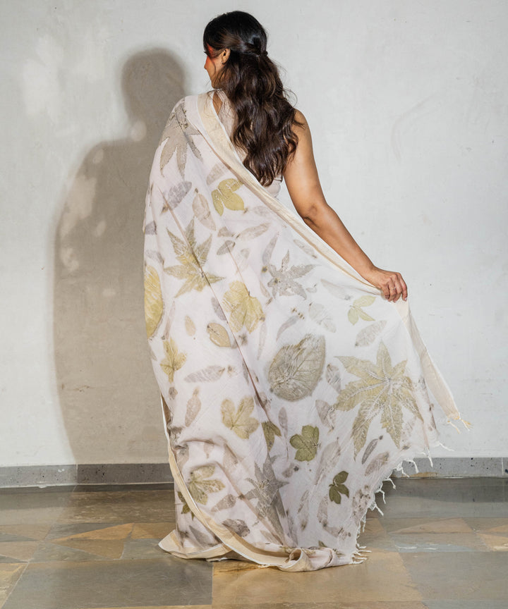 Soft milky pink hand dyed harde manjeestha roots cotton print saree