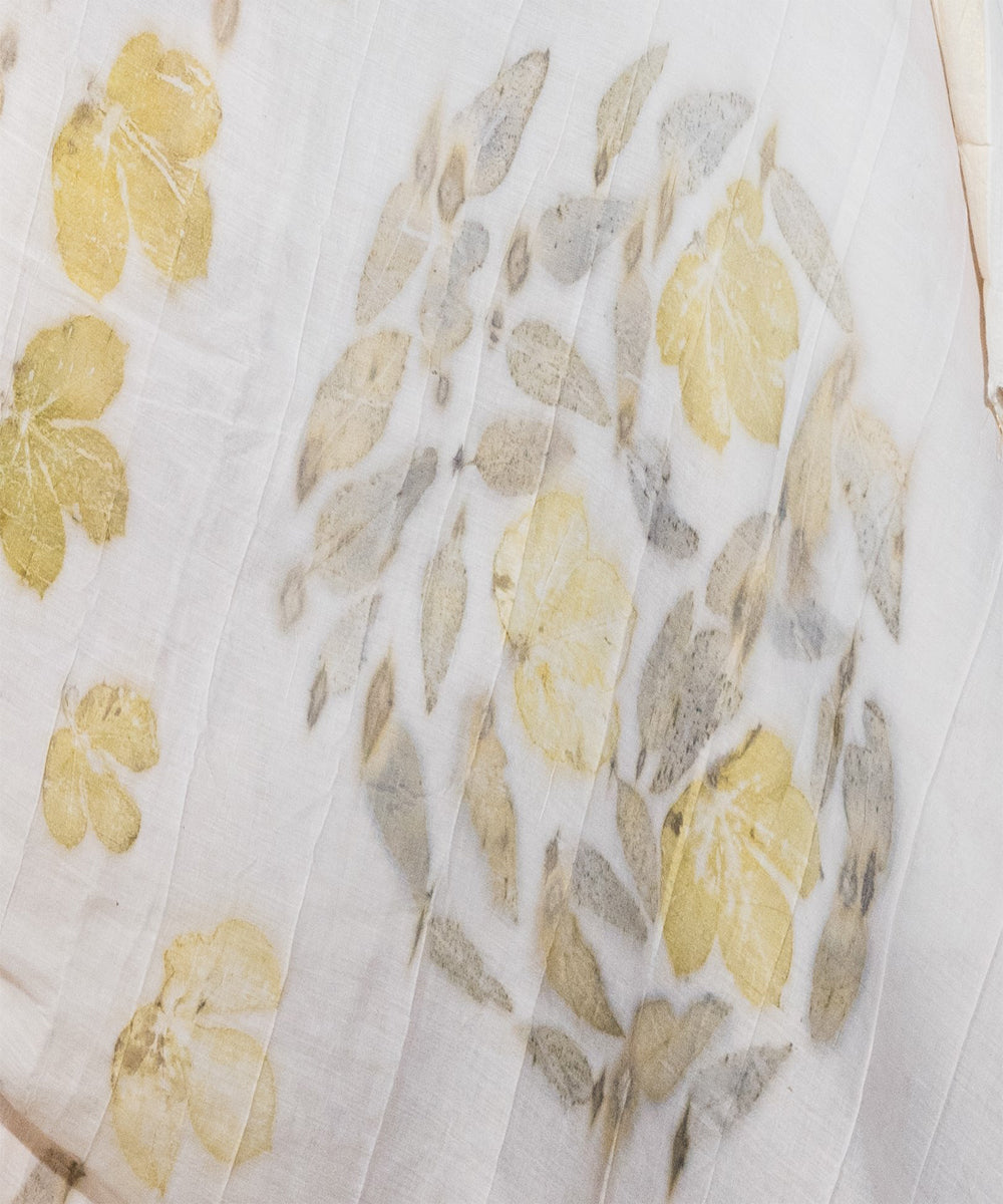 Soft milky pink hand dyed manjeestha roots cotton bio print saree