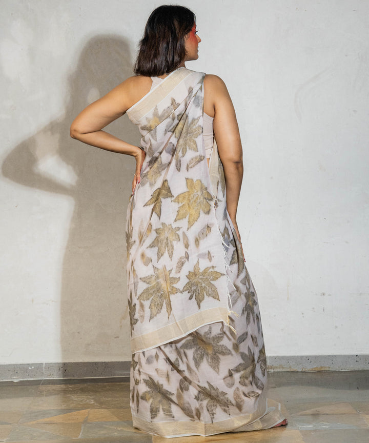 Soft milky pink cotton hand dyed manjeestha roots bio print saree