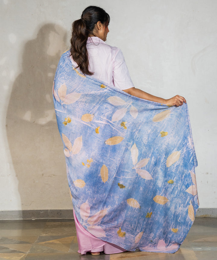 Soft cotton candy pink half-half cotton bio print saree