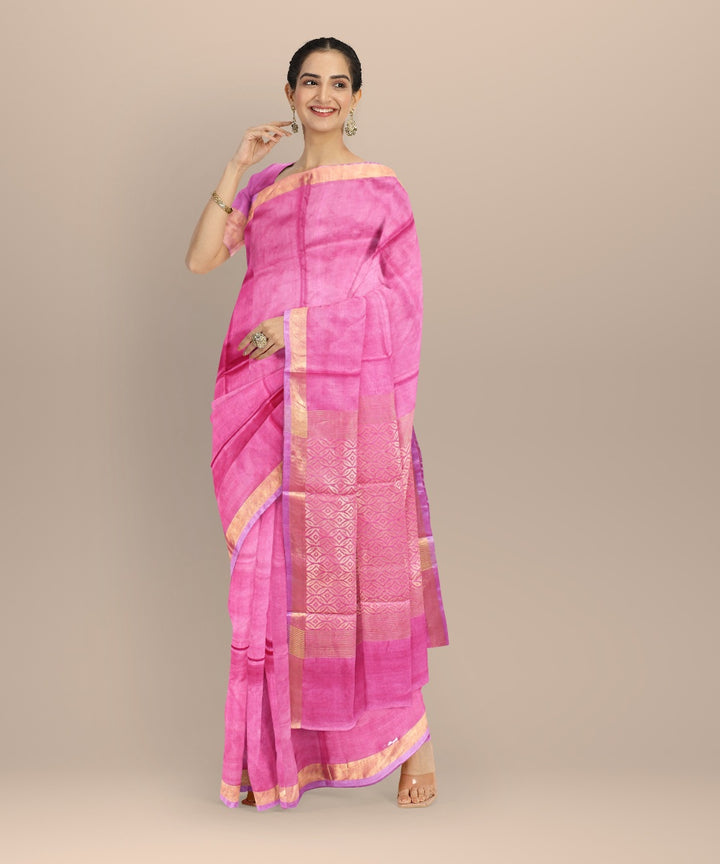Pink golden tussar silk chhattisgarh handwoven saree