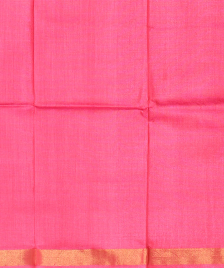 Pink golden tussar silk handwoven chhattisgarh saree