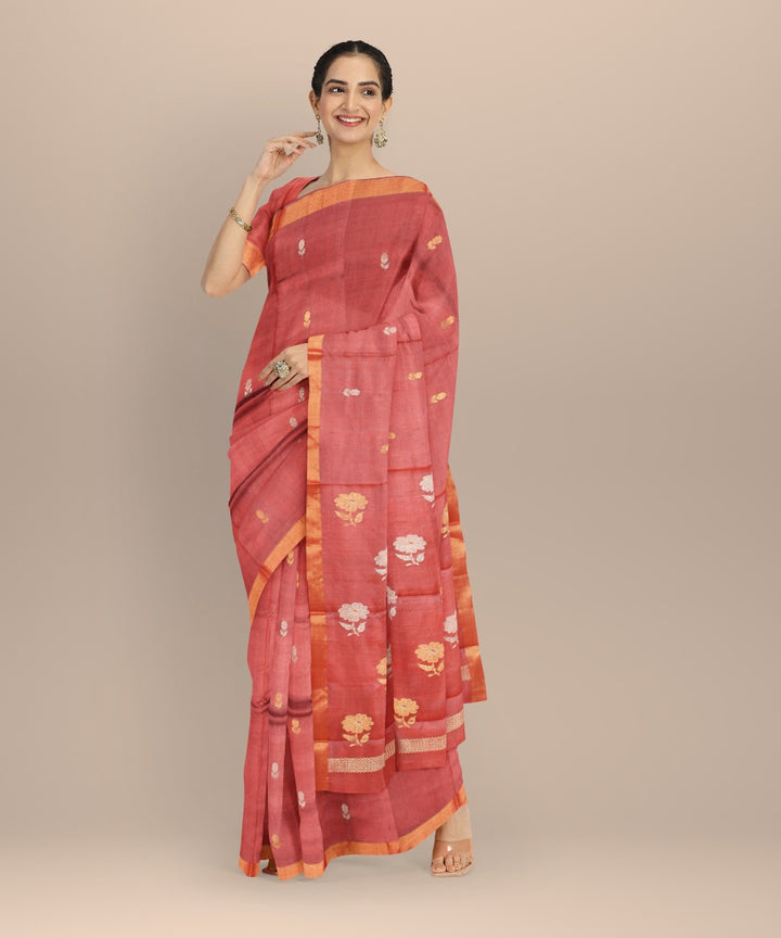 Brown tussar silk chhattisgarh handwoven saree