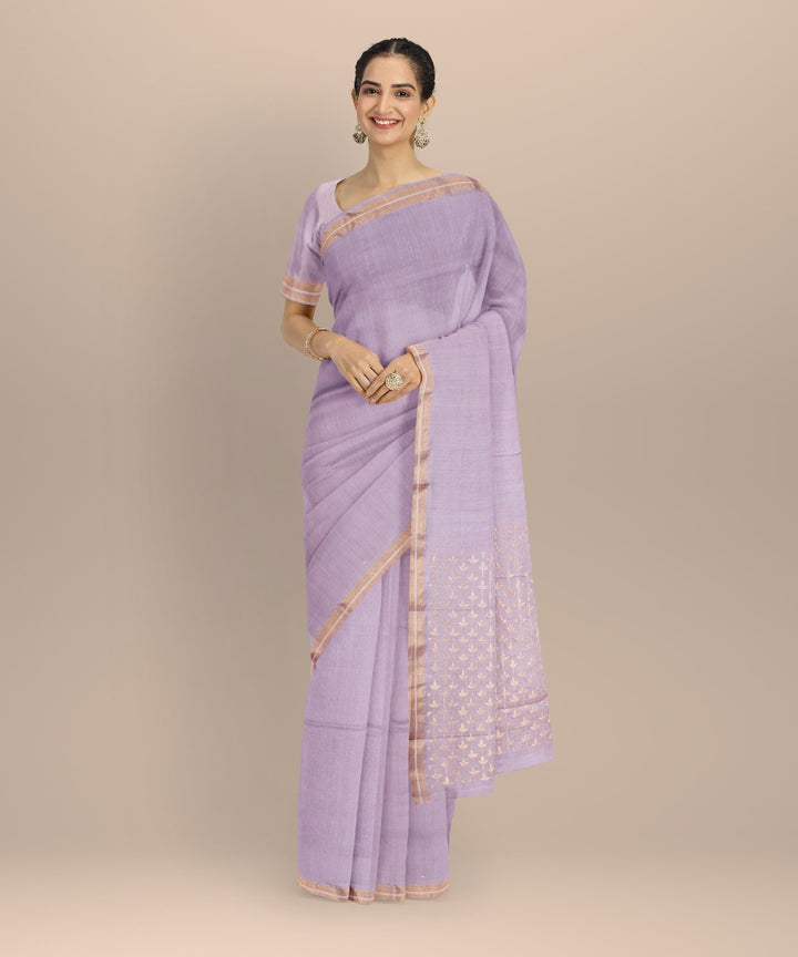 Lavender tussar silk handwoven chhattisgarh saree