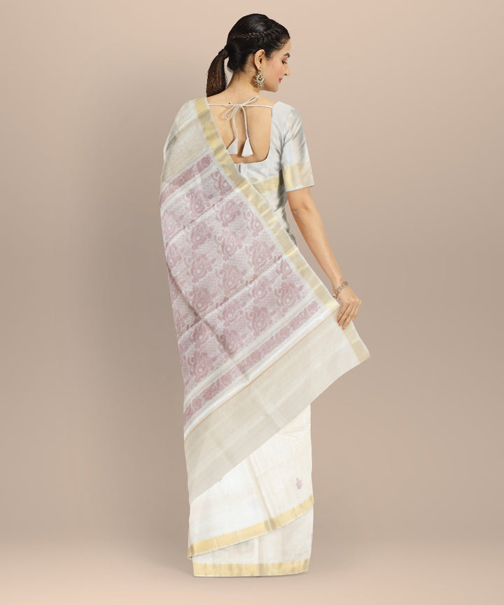 Cream golden tussar silk handwoven chhattisgarh saree