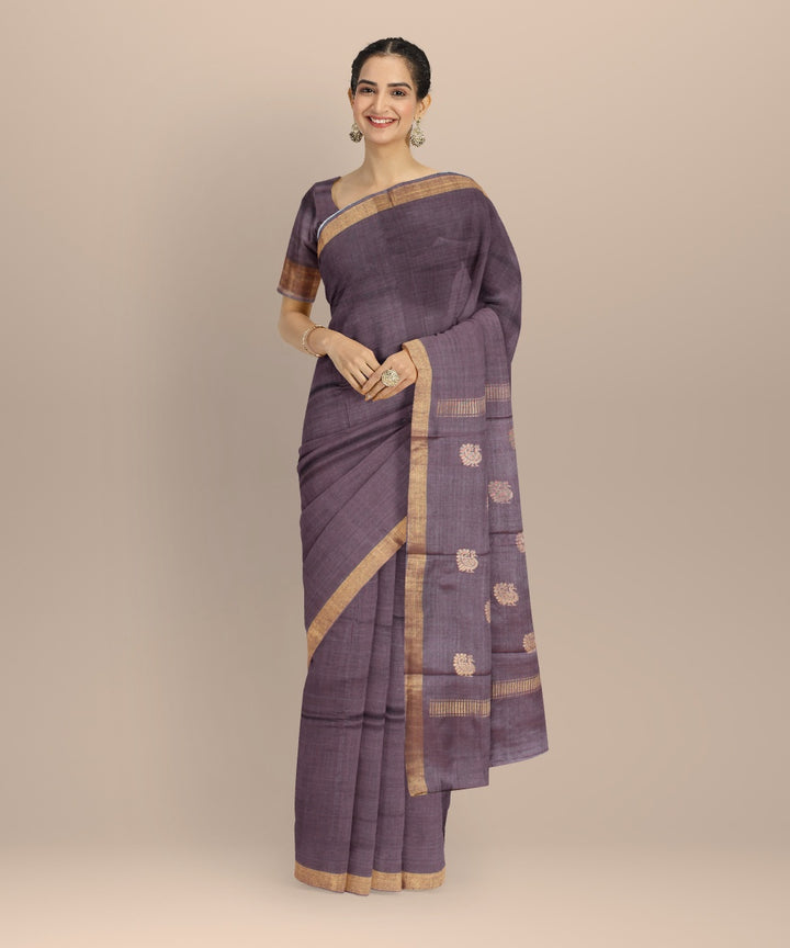 Violet tussar silk handwoven chhattisgarh saree