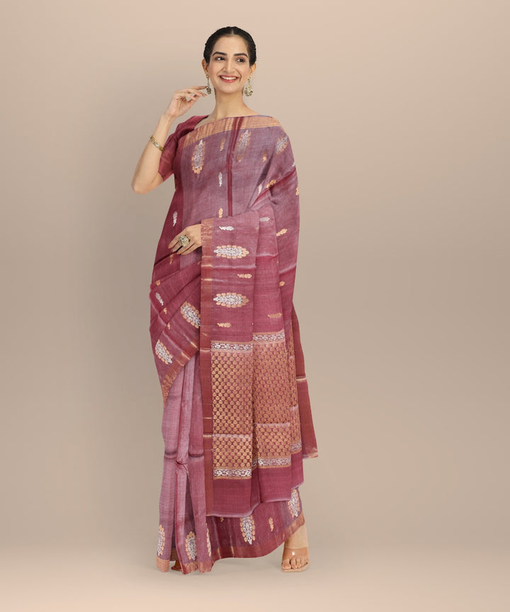Maroon tussar silk handwoven chhattisgarh saree